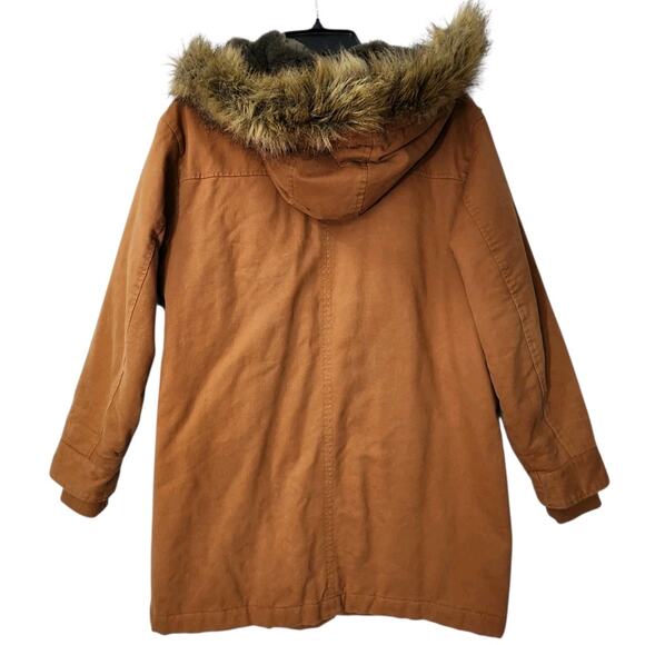 UNIVERSAL THREAD WOMENS CHORE PARKA COAT JACKET CANVAS FUR HOOD LINED SIZE XS - Picture 2 of 10